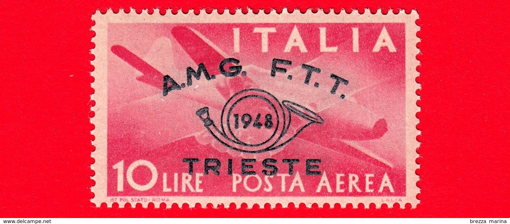 Nuovo - MNH - ITALIA - Trieste - AMG FTT - 1948 - Convegno Filatelico Di Trieste -  POSTA AEREA - Stretta Di Mano, Capro - Luftpost
