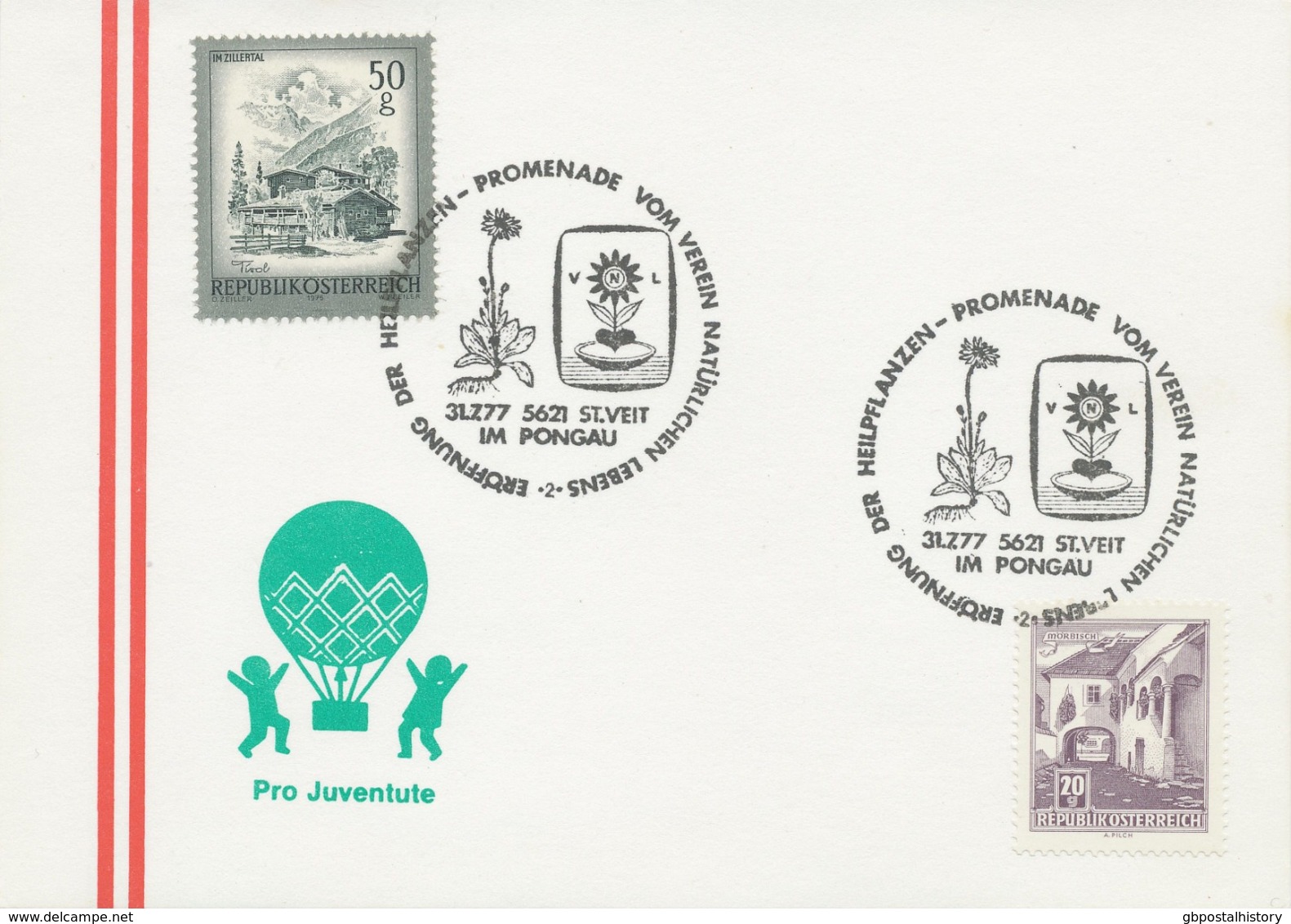 ÖSTERREICH 1977, SST Verein Natürlichen Lebens - Eröffnung Der Heilpflanzen-Promenade 5621 ST. VEIT - Maschinenstempel (EMA)