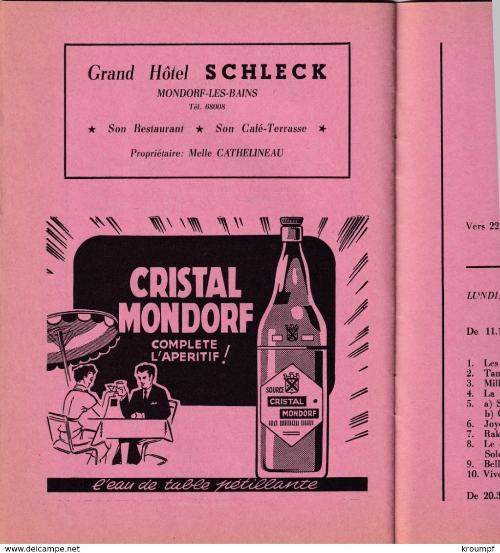 MONDORF LES BAINS 1957 - Programmes
