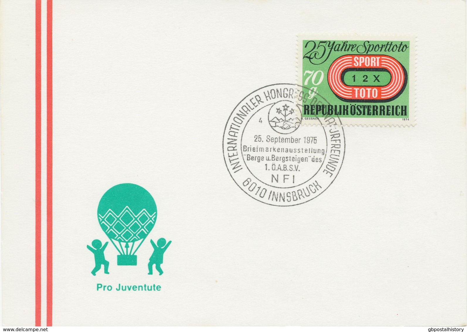 ÖSTERREICH 1975 SST 6010 INNSBRUCK Internationaler Kongress Der Naturfreunde -Briefmarkenausstellung Berge U Bergsteigen - Maschinenstempel (EMA)