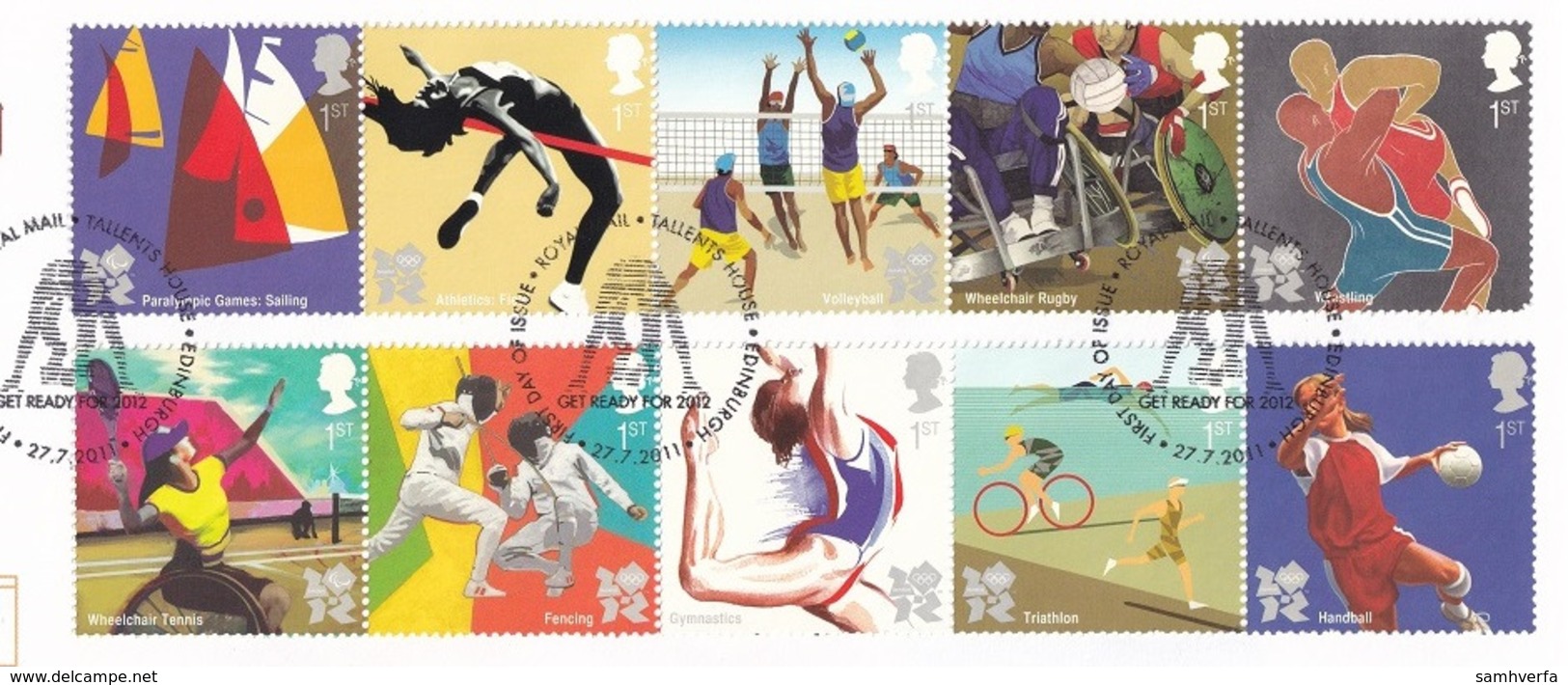A- Great Britain 2011 - Olympic And Paralympics - London 2012  - 2 Strip - Used Stamps