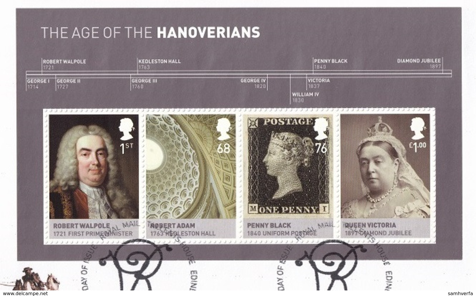 A- Great Britain 2011 - Souvenir Sheet - The Age Of The Hanoverians - Usados