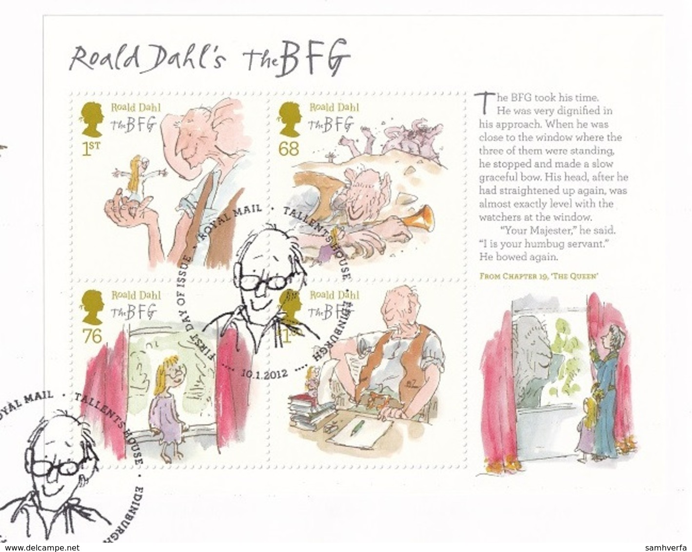 A- Great Britain 2012 - Souvenir Sheet   - Children's Books By Roald Dahl, 1916-1990 - Usados