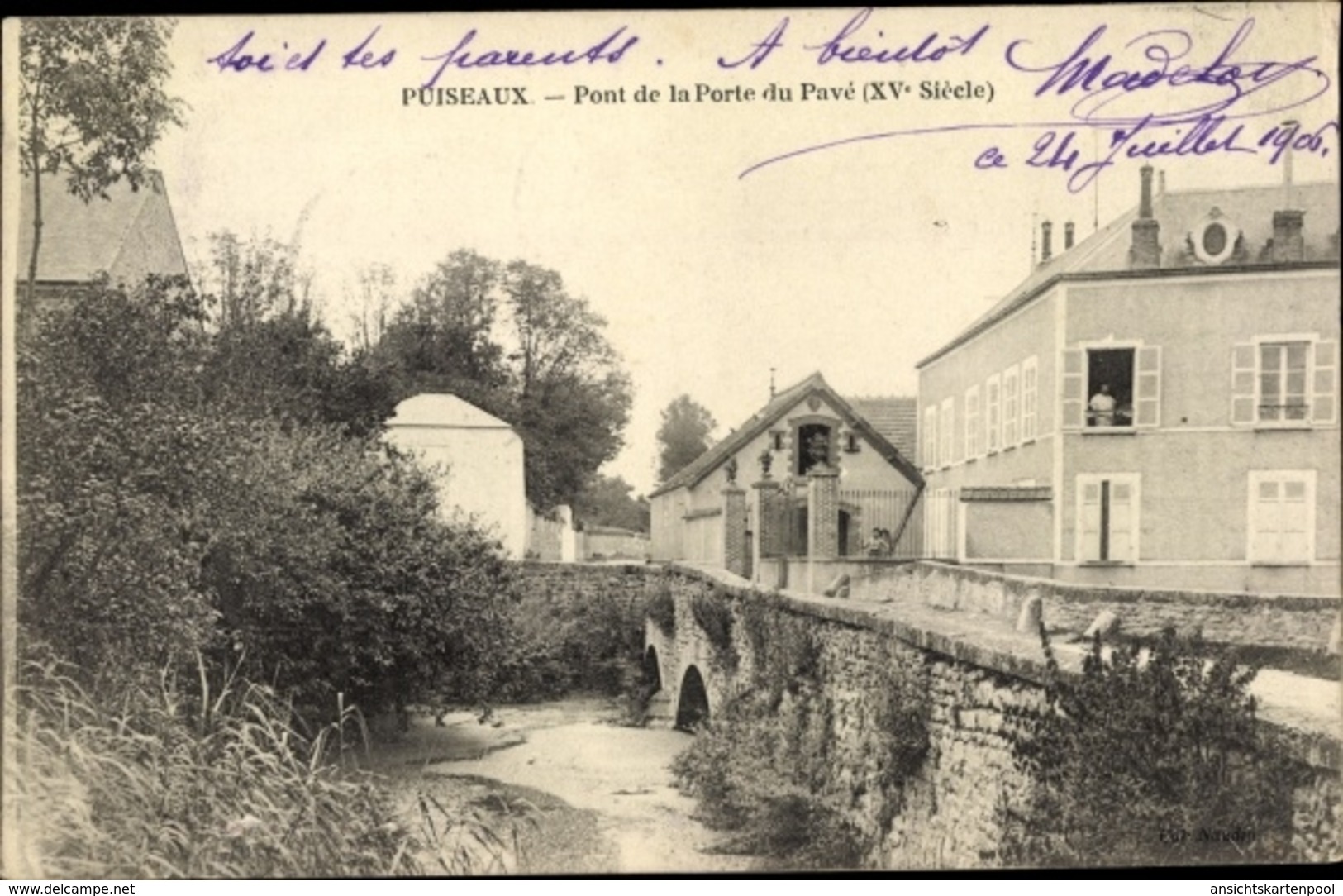 Cp Puiseaux Loiret, Pont De La Poarte Du Pavé - Other & Unclassified