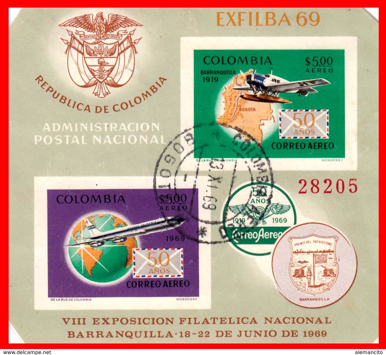 COLOMBIA AÑO 1969 EXFILBA 89 BARRANQUILLA - Colombia