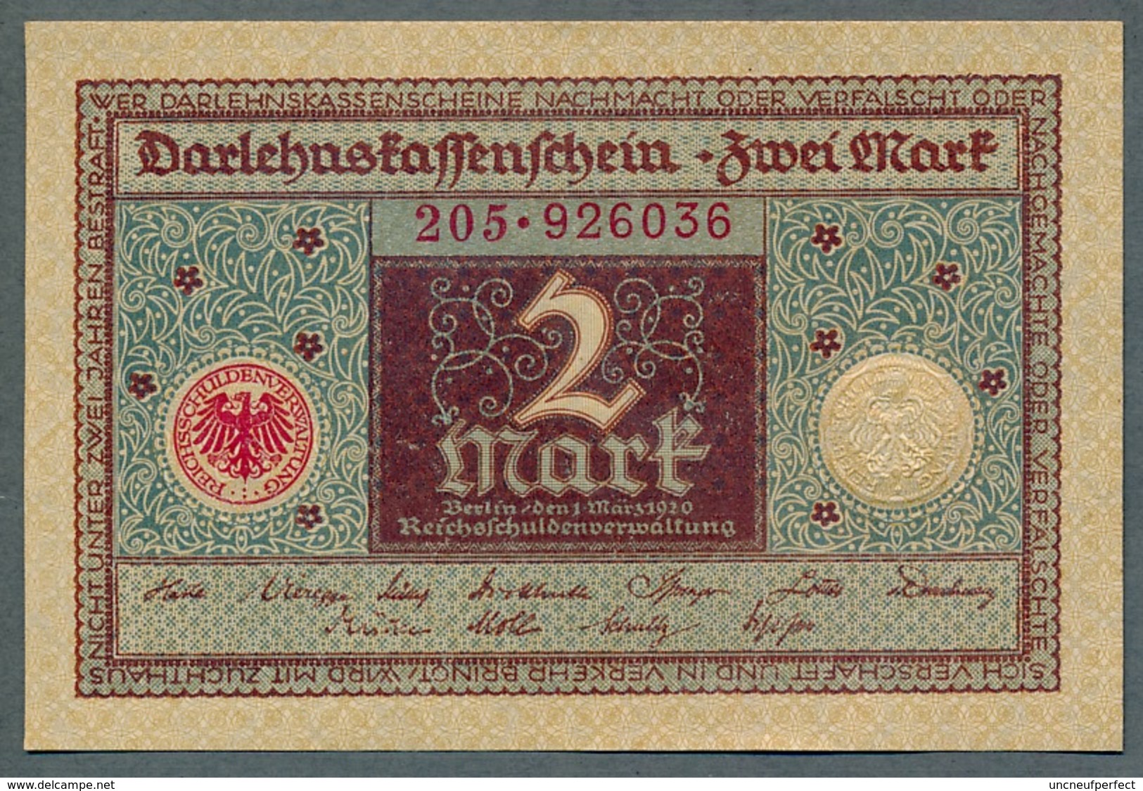 Pick 60 Ro 65 DEU-190   2 Mark 1920  UNC ! - 2 Mark