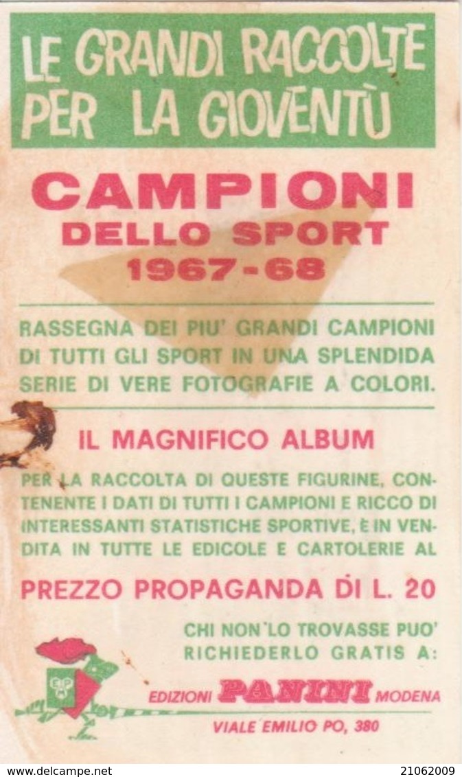 N. 7 Abdon Pamich - Atletica Leggera - Campioni Dello Sport Panini 1967-68 - Edizione Italiana