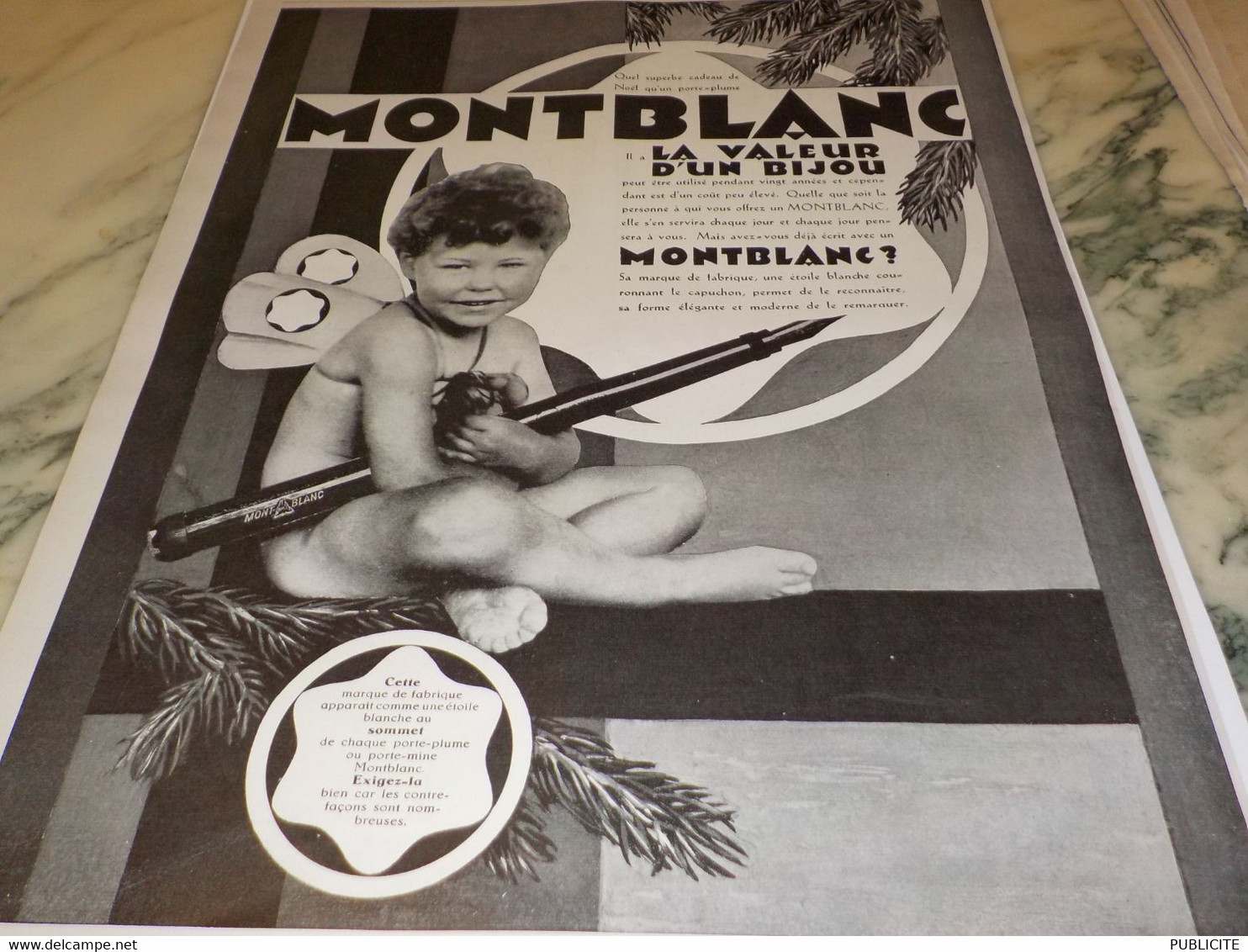 ANCIENNE PUBLICITE LA VALEUR D UN BIJOU STYLOS MONTBLANC 1927 - Autres & Non Classés