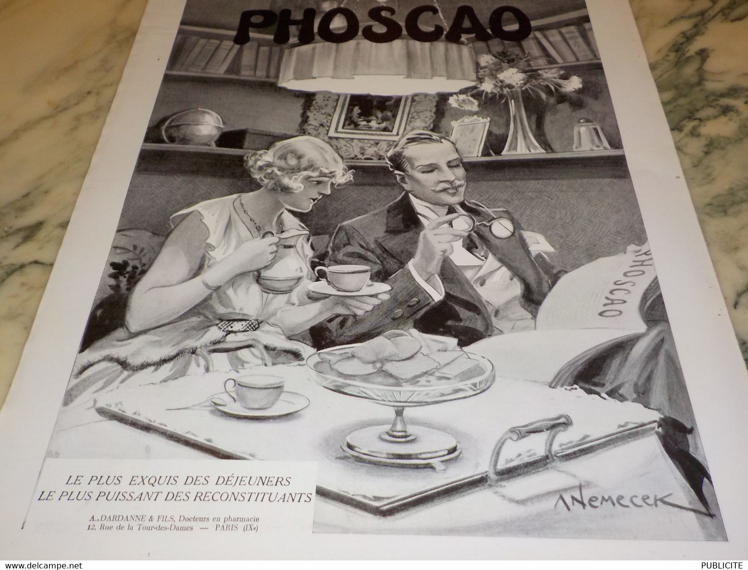 ANCIENNE PUBLICITE DEJEUNER EXQUIS CHOCOLAT PHOSCAO 1932 - Affiches