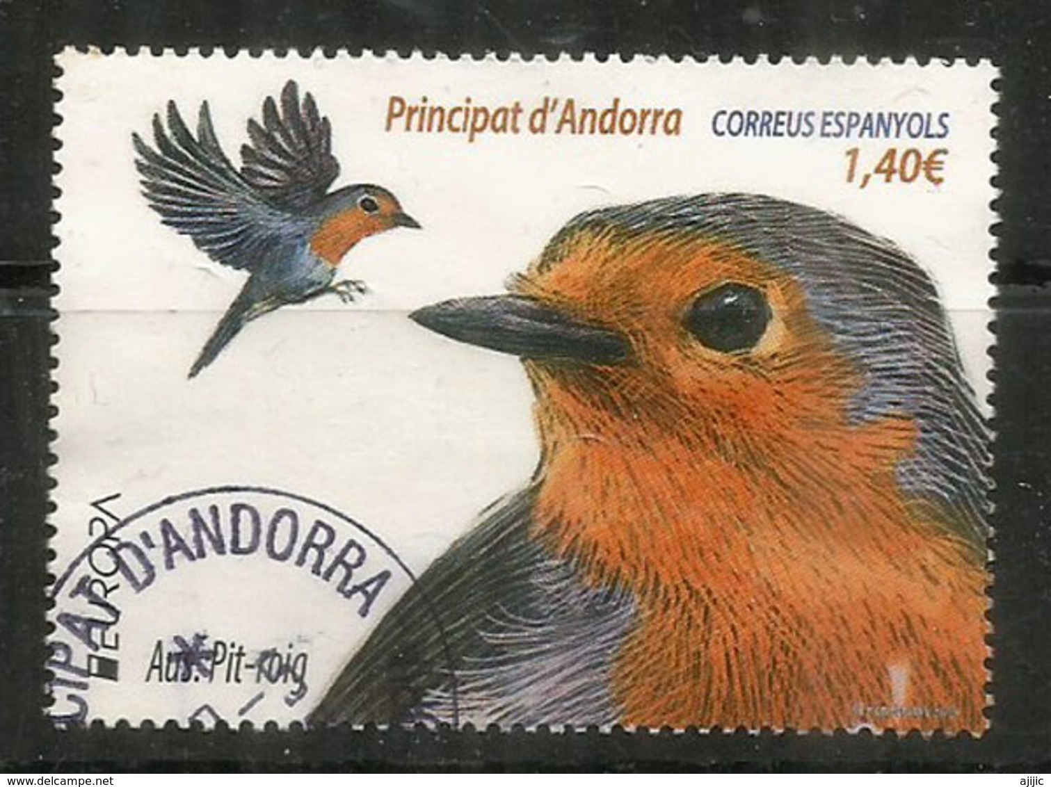 Le Rouge-Gorge. (Petirrojo Europeo) Europa 2019, Andorra,  Oblitéré, 1 ère Qualité, Haute Faciale - Used Stamps