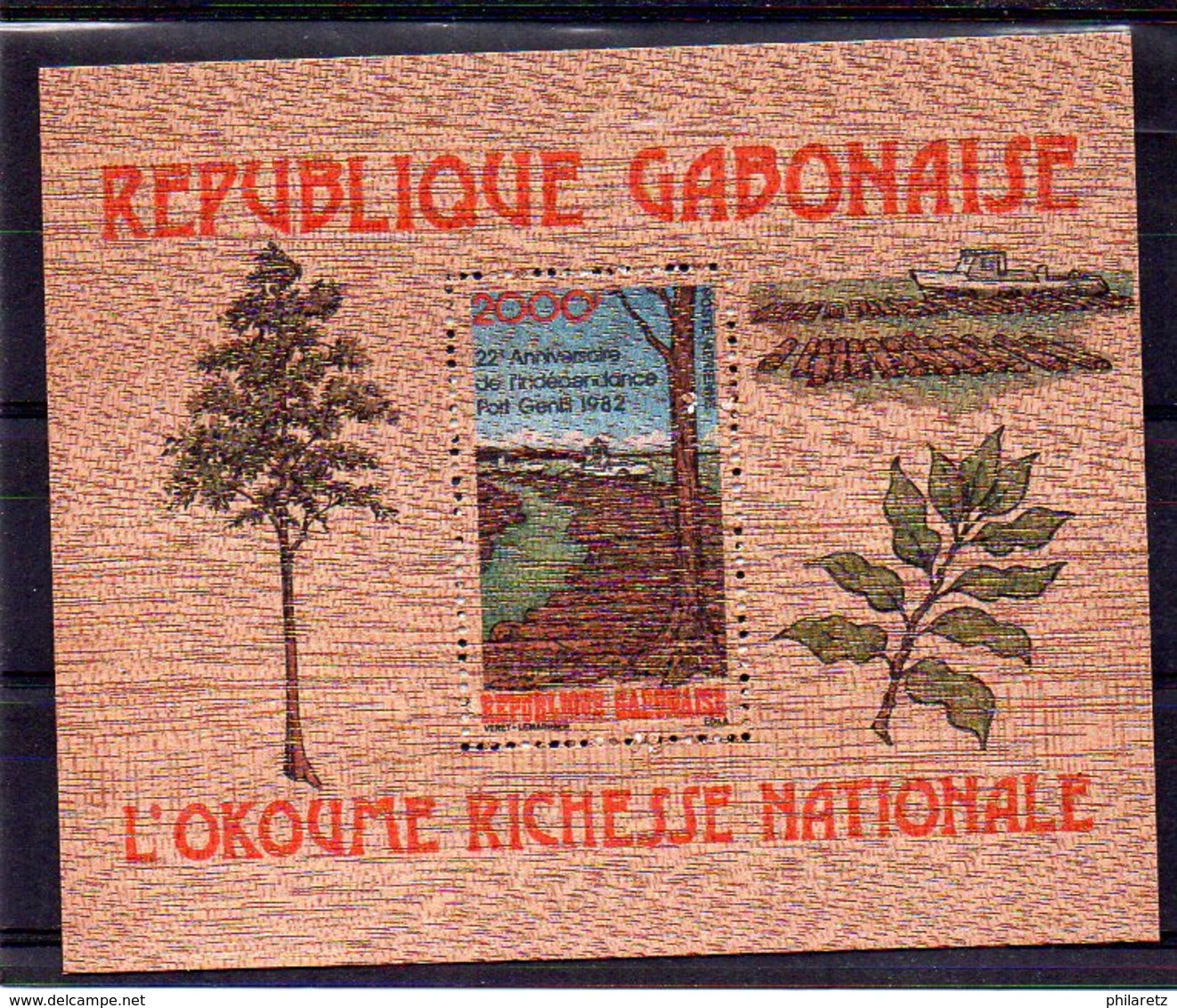 Gabon : BF, Bloc N° 43 Neuf ** - Bloc Sur Bois - Cote (Y&T 2006) : 39€ - Gabon (1960-...)