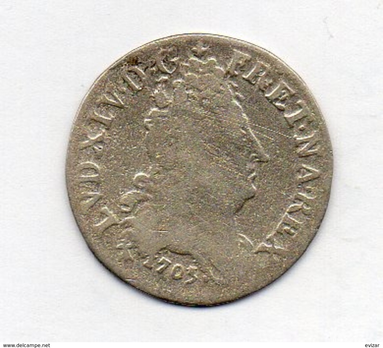 FRANCE, 1/10 Ecu (12 Sols), Silver, 1705 - 1643-1715 Luigi XIV El Re Sole