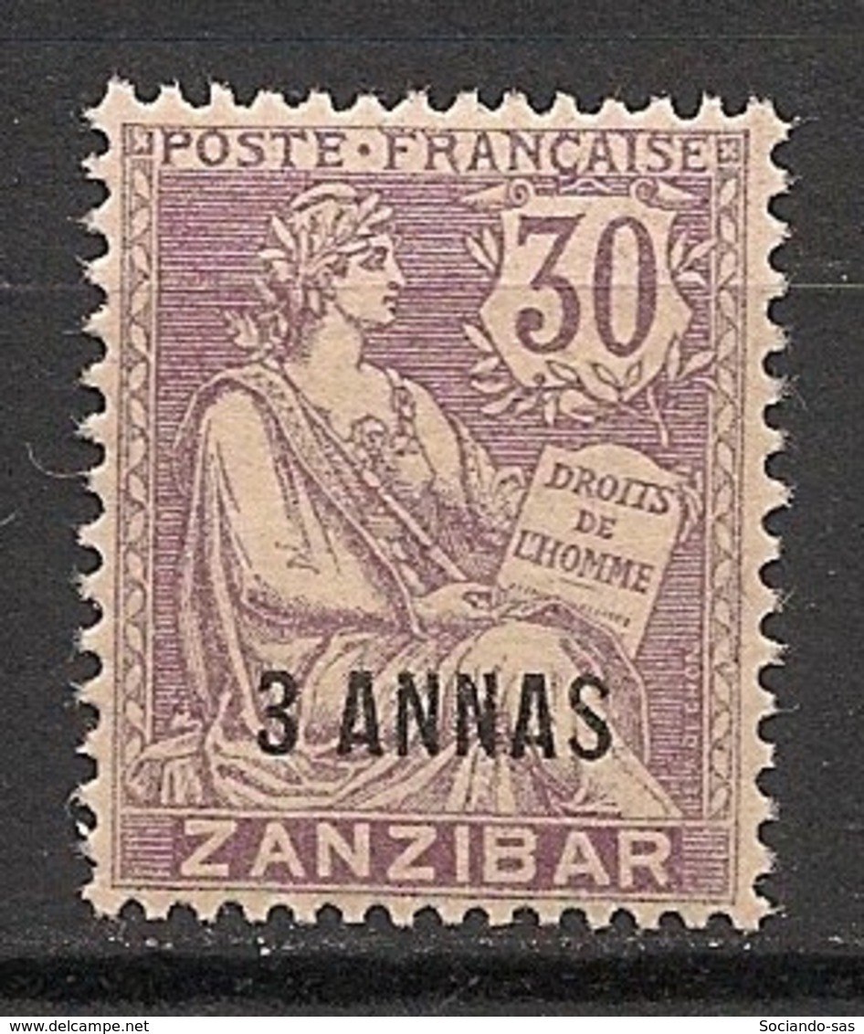 Zanzibar - 1902 - N°Yv. 52 - Mouchon - 3 Annas Sur 30c Violet - Neuf Luxe ** / MNH / Postfrisch - Unused Stamps