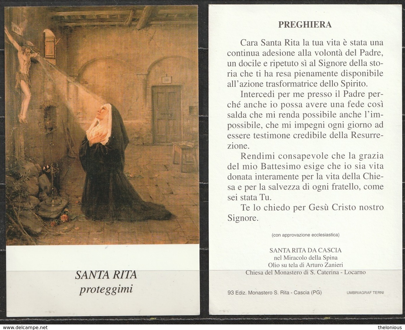 + Santino - Santa Rita Proteggimi - Preghiera - Cascia - Perugia - Santini