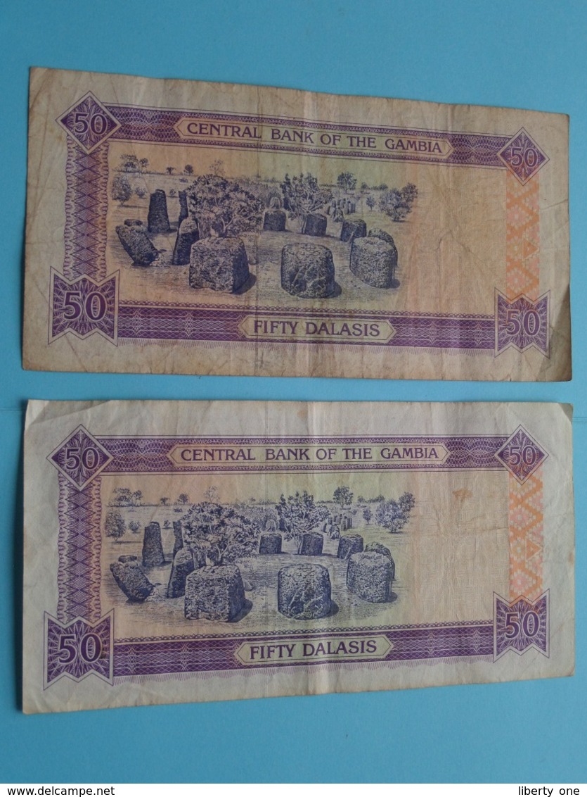 2 X 50 - FIFTY DALASIS ( A3378837 / A2196932 ) Central Bank Of The Gambia ( For Grade, Please See Photo ) 2 Pcs. ! - Gambie