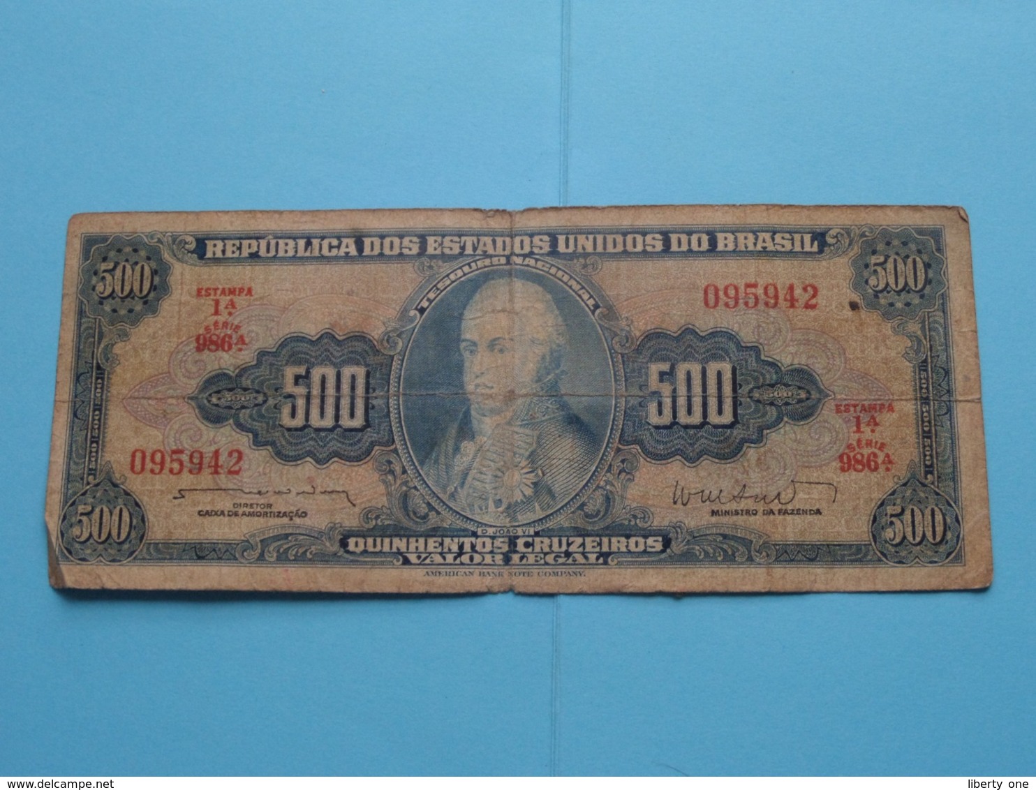 500 Cruzeiros Quinhentos ( 095942 ) 1A Série 986A ( For Grade, Please See Photo ) ! - Brazil