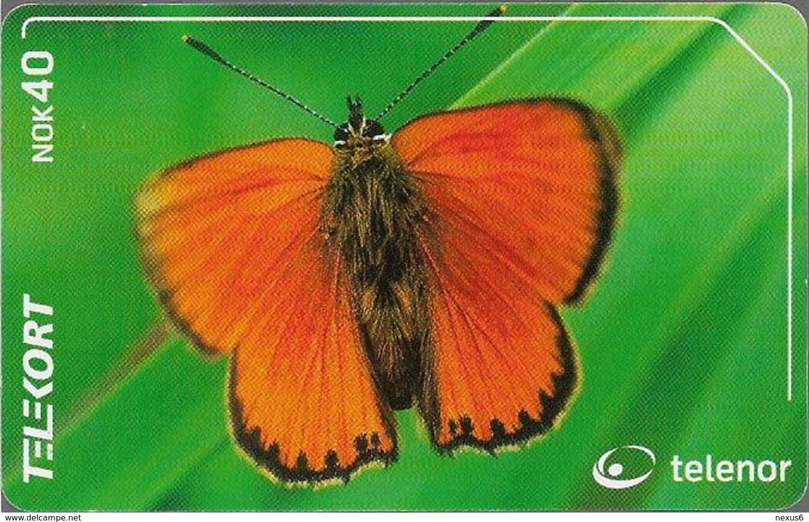 Norway - Telenor - Oransjegullvinge  Butterfly - N-208 - 07.2001, 47.000ex, Used - Norwegen