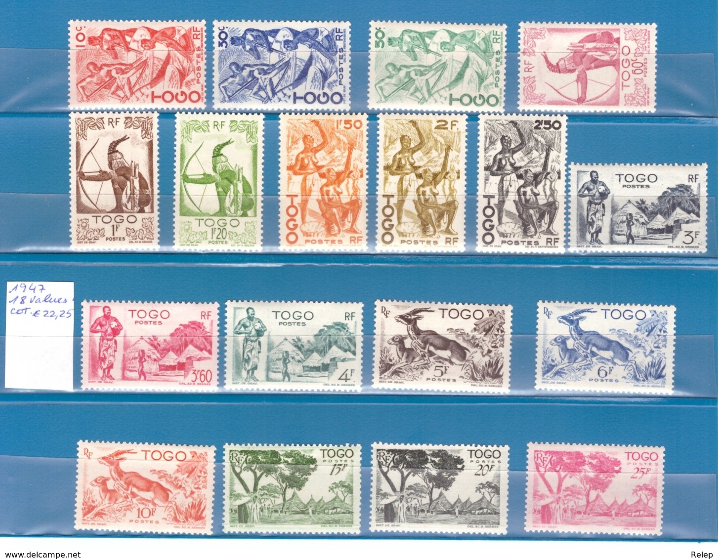 Togo 1947- Native Pictures 18 Values   Cond. # MNH #  Côte € 22.25 - Neufs