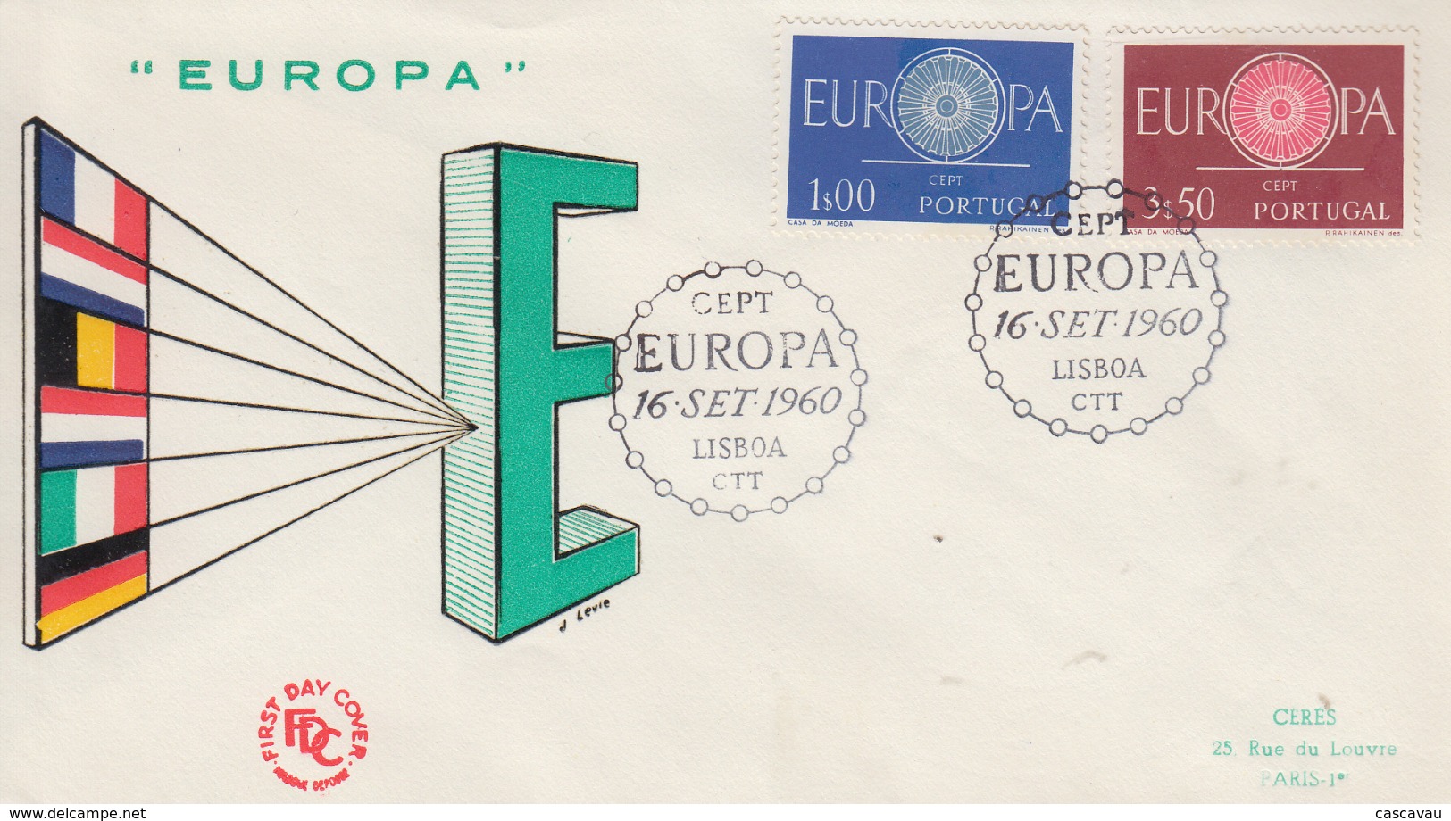 Enveloppe  FDC  1er  Jour   PORTUGAL   Paire   EUROPA  1960 - 1960