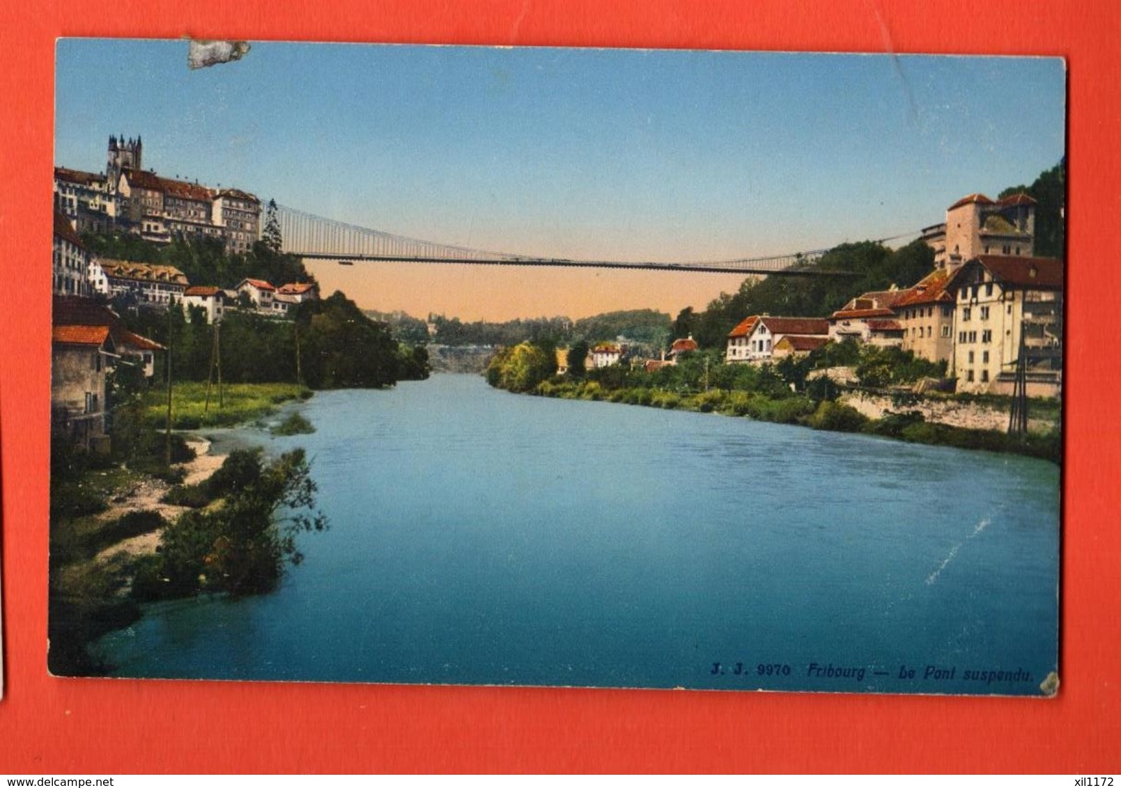 MYB-27 Fribourg Le Pont Suspendu. Jullien 9970. Circulé 1922 - Fribourg