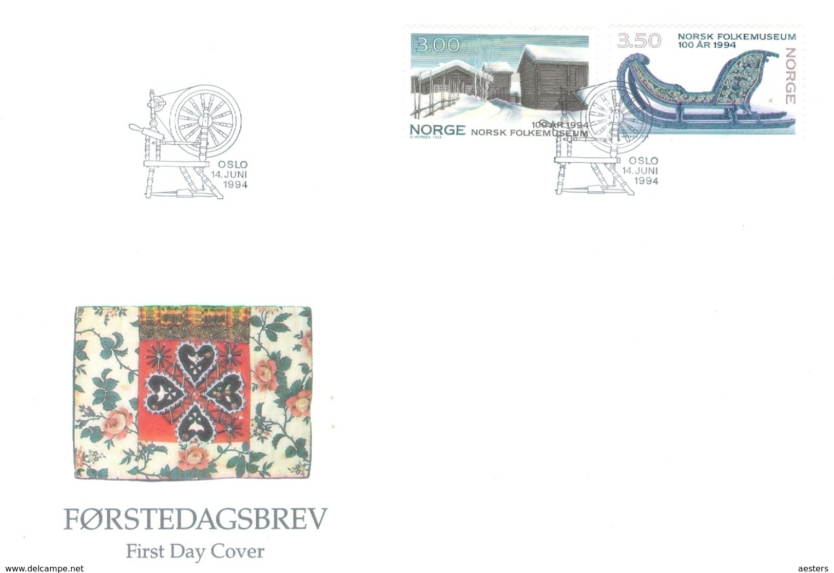 Norway 1994; FDC Michel 1161-1162, Folk Art Museum. - FDC