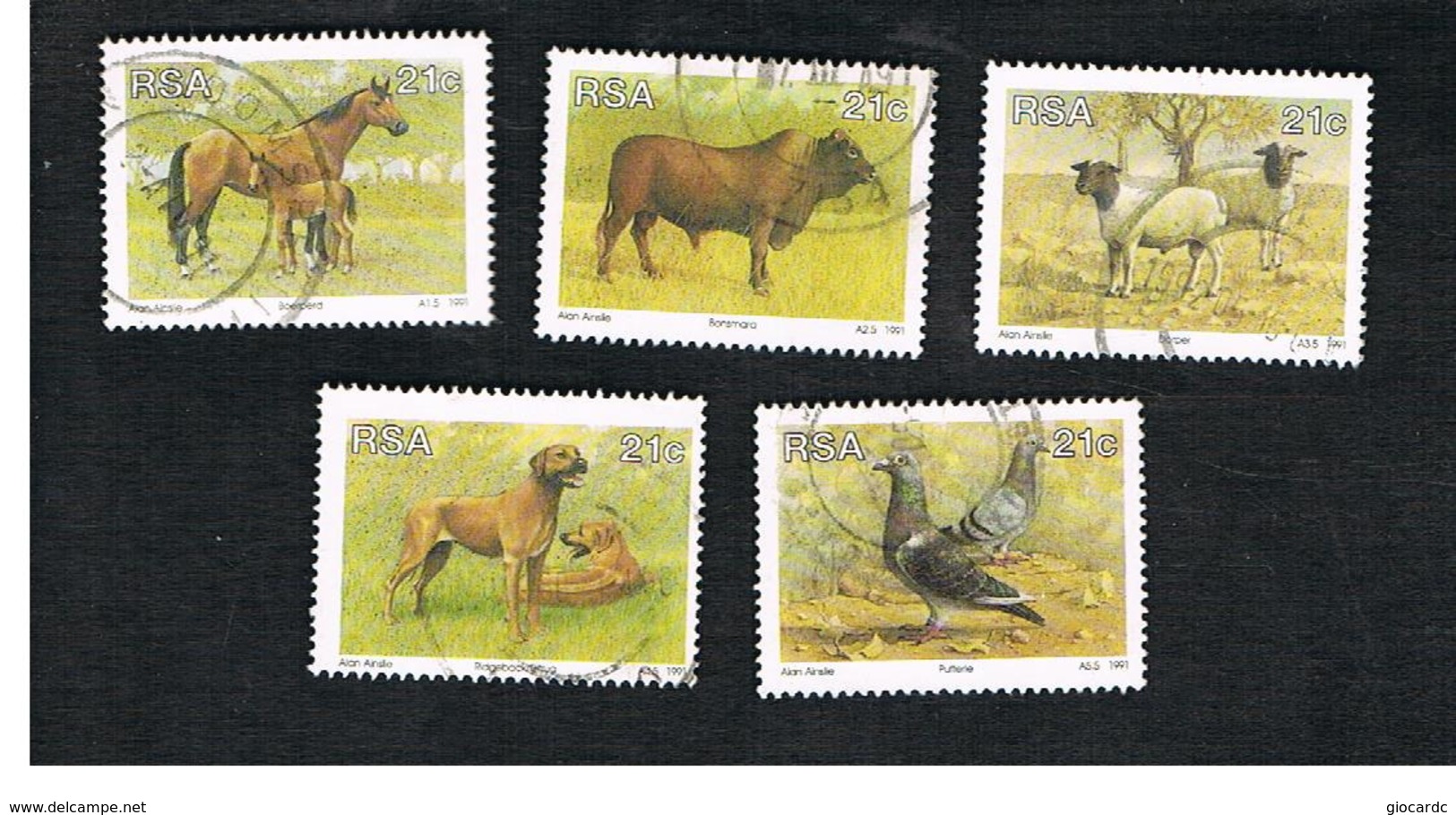 SUD AFRICA (SOUTH AFRICA) - SG 724.728     - 1991   ANIMALS BREEDING (COMPLET SET OF 5)  - USED ° - Usati