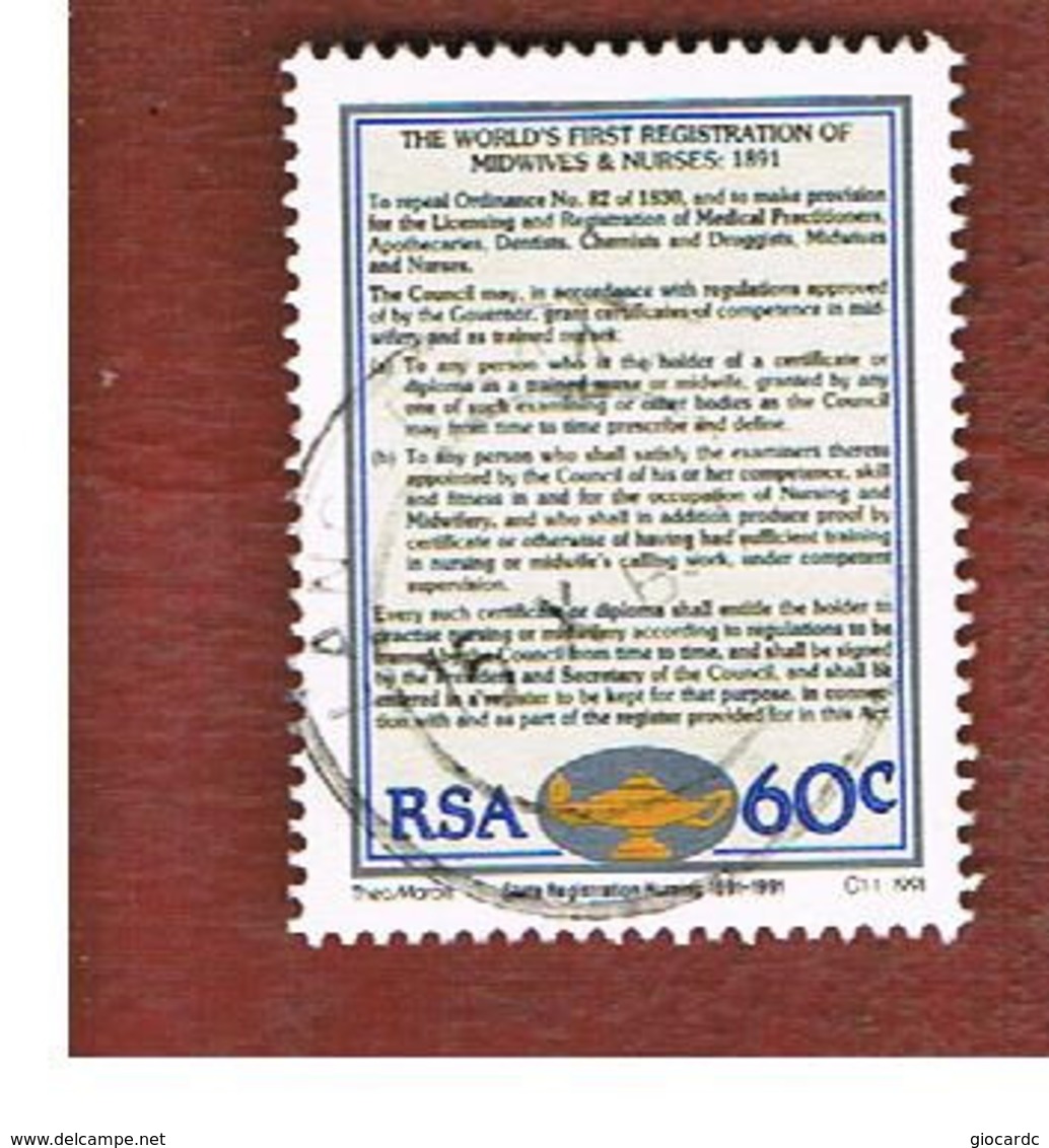 SUD AFRICA (SOUTH AFRICA) - SG 733 - 1991 MIDWIVES & NURSES REGISTER  - USED - Usati