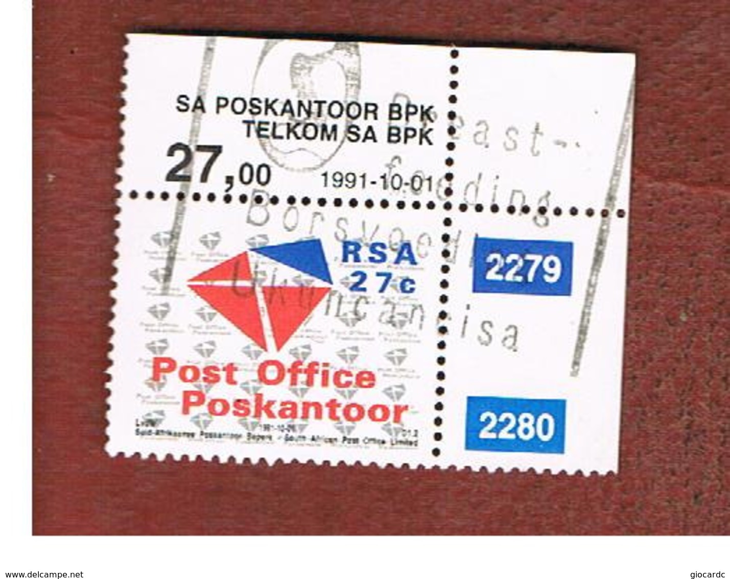 SUD AFRICA (SOUTH AFRICA) - SG 734 - 1991 POST OFFICE ESTABLISHMENT (WITH 2 LABELS)  - USED - Usati