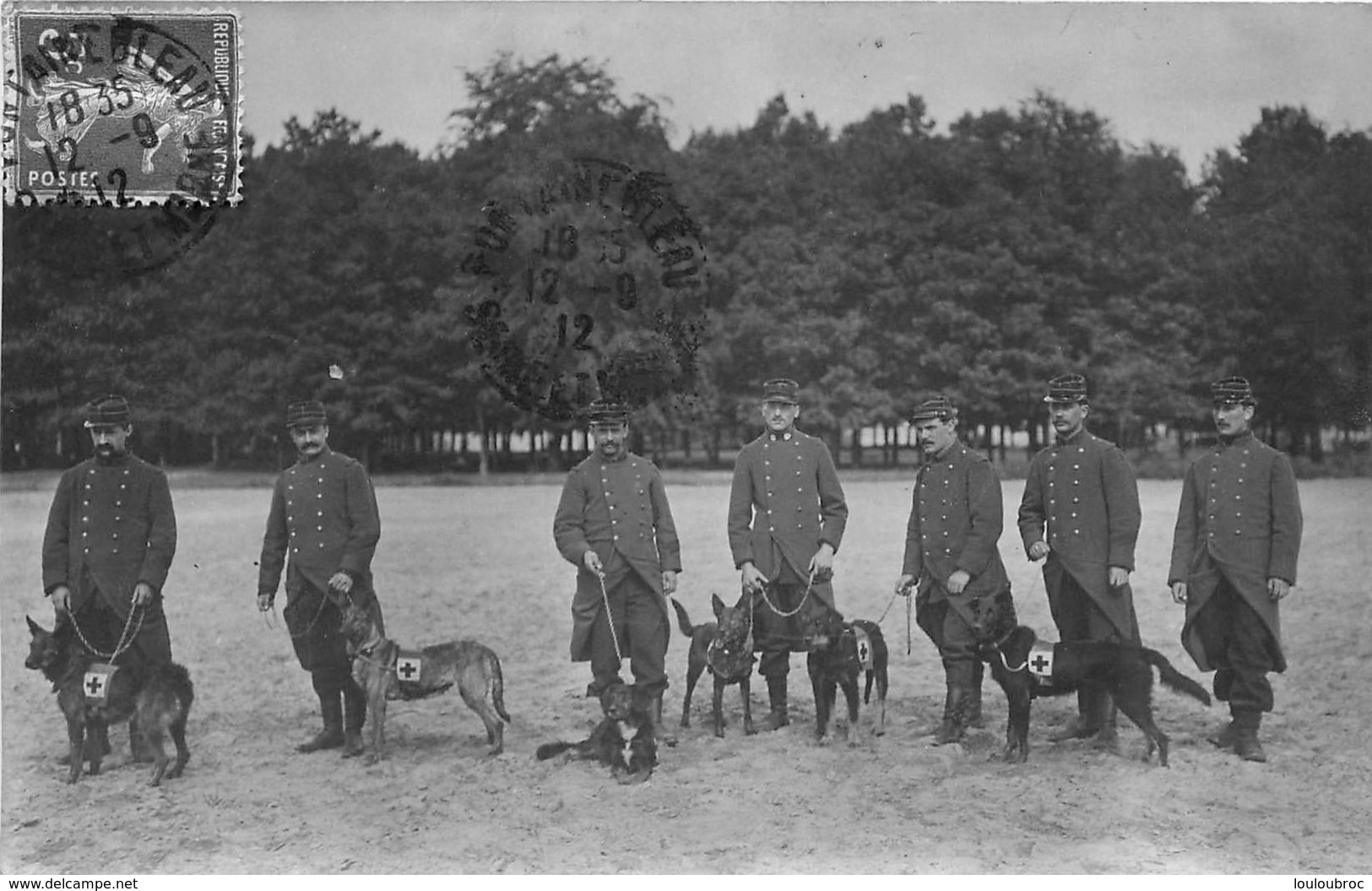 FONTAINEBLEAU AVON CARTE PHOTO CHIENS SANITAIRES ET SOLDATS - Fontainebleau