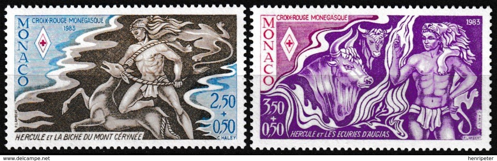 Série De 2 T.-P. Gommés Neufs**  Croix-Rouge Monégasque Les Douze Travaux D'Hercule - N° 1387-1388 (Yvert) - Monaco 1983 - Neufs