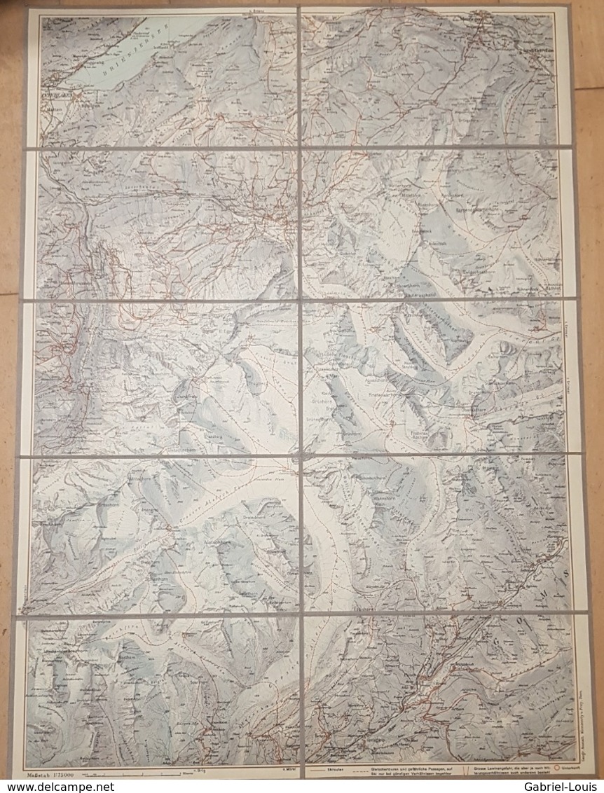 Carte Sur Tissu: 1:75000 - Skirouten -  Berner Alpen - Grindelwald - Eiger  - Jungfrau - Aletschgletscher ~57 X 41 Cm - Cartes Topographiques