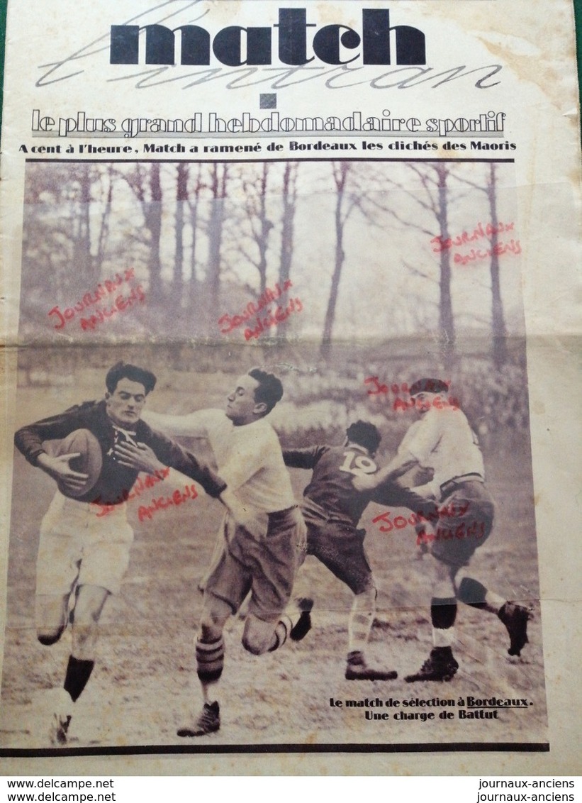 1926 RUGBY - LE QUINZE DE FRANCE  = MAORIS à BORDEAUX - MATCH L'INTRAN - Autres & Non Classés