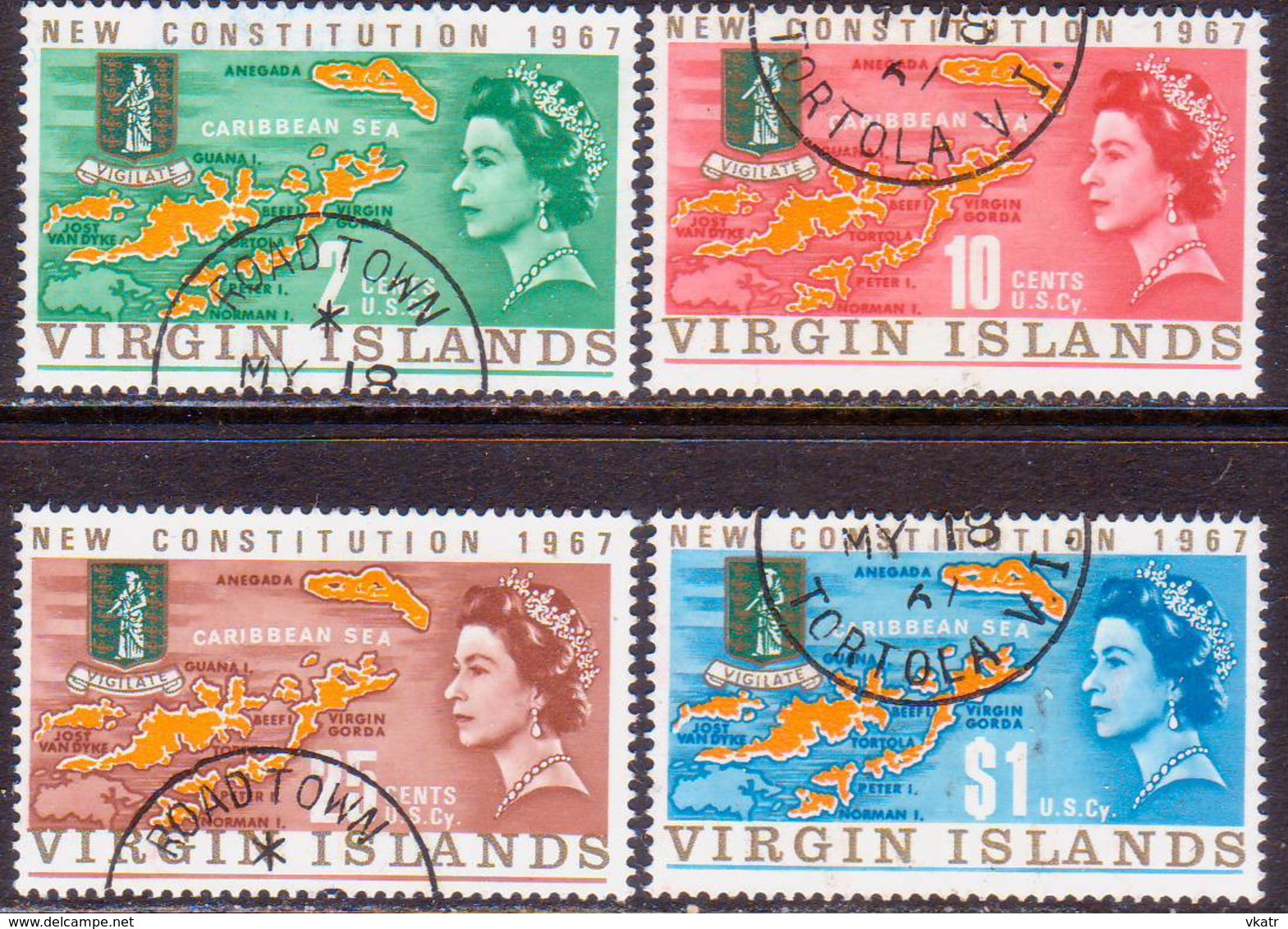 BRITISH VIRGIN ISLANDS 1967 SG 213-16 Compl.set Used New Constitution - British Virgin Islands