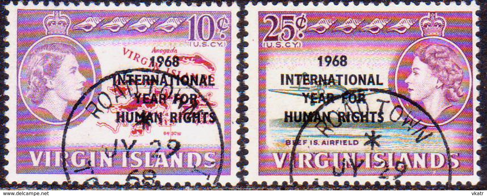 BRITISH VIRGIN ISLANDS 1968 SG 224-25 Compl.set Used Human Rights Year - British Virgin Islands