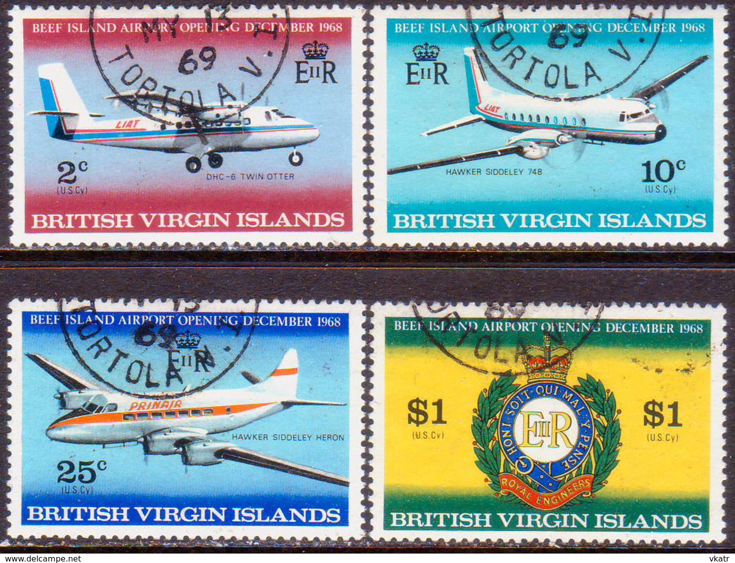 BRITISH VIRGIN ISLANDS 1968 SG 228-31 Compl.set Used Beef Island Airport Extension - British Virgin Islands