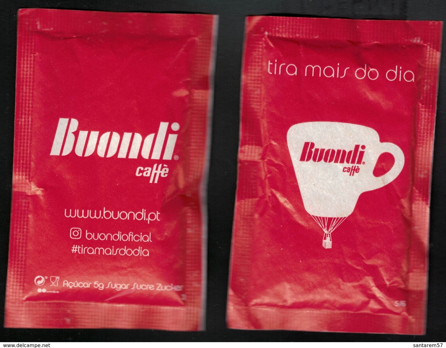 Portugal Sachet Sucre Sugar Buondi Tasse Montgolfière Tira Mais Do Dia Profite Plus De Ta Journée - Sucres