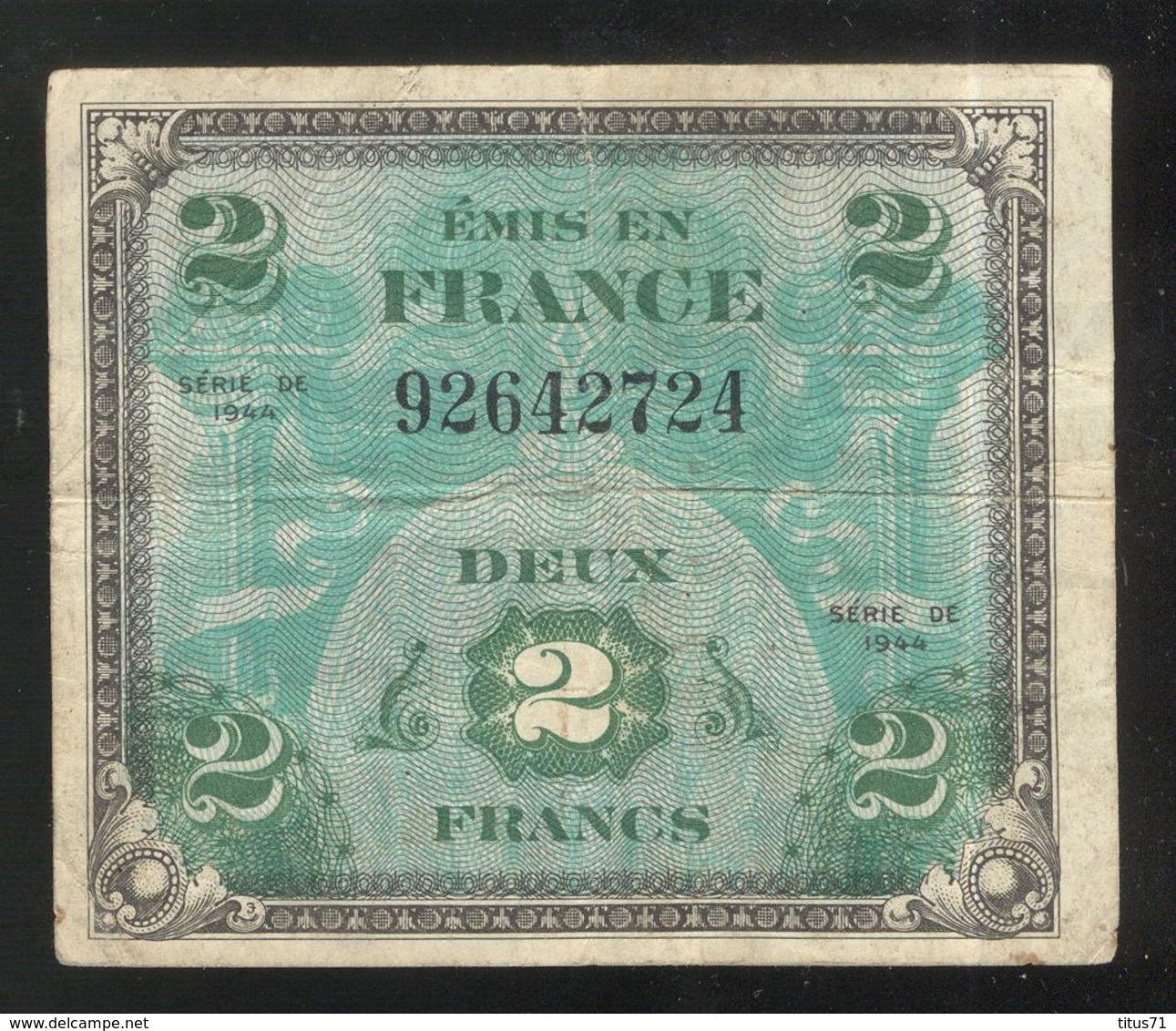 Billet 2 Francs Drapeau 1944 Sans Série - 1944 Bandiera/Francia