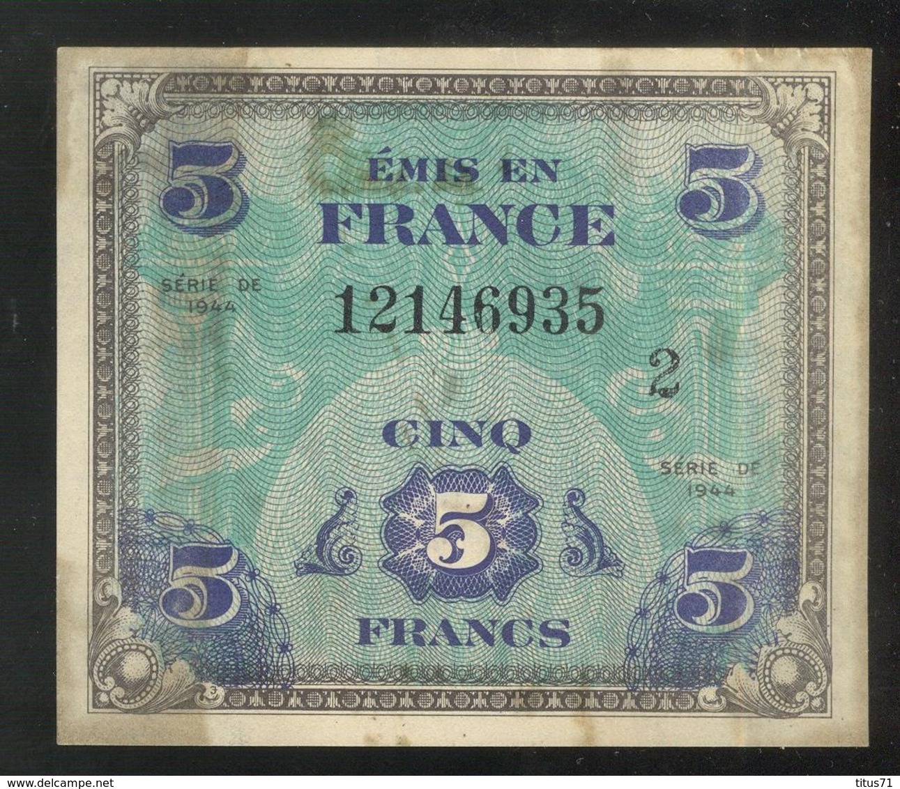 Billet 5 Francs Drapeau 1944 Série 2 - 1944 Bandiera/Francia