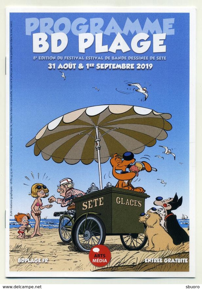 Programme BD Plage 2019 : 8ème Festival De Bande Dessinée De Sète. Couverture : Boule Et Bill. 16 Pages Format A5 - Programmi