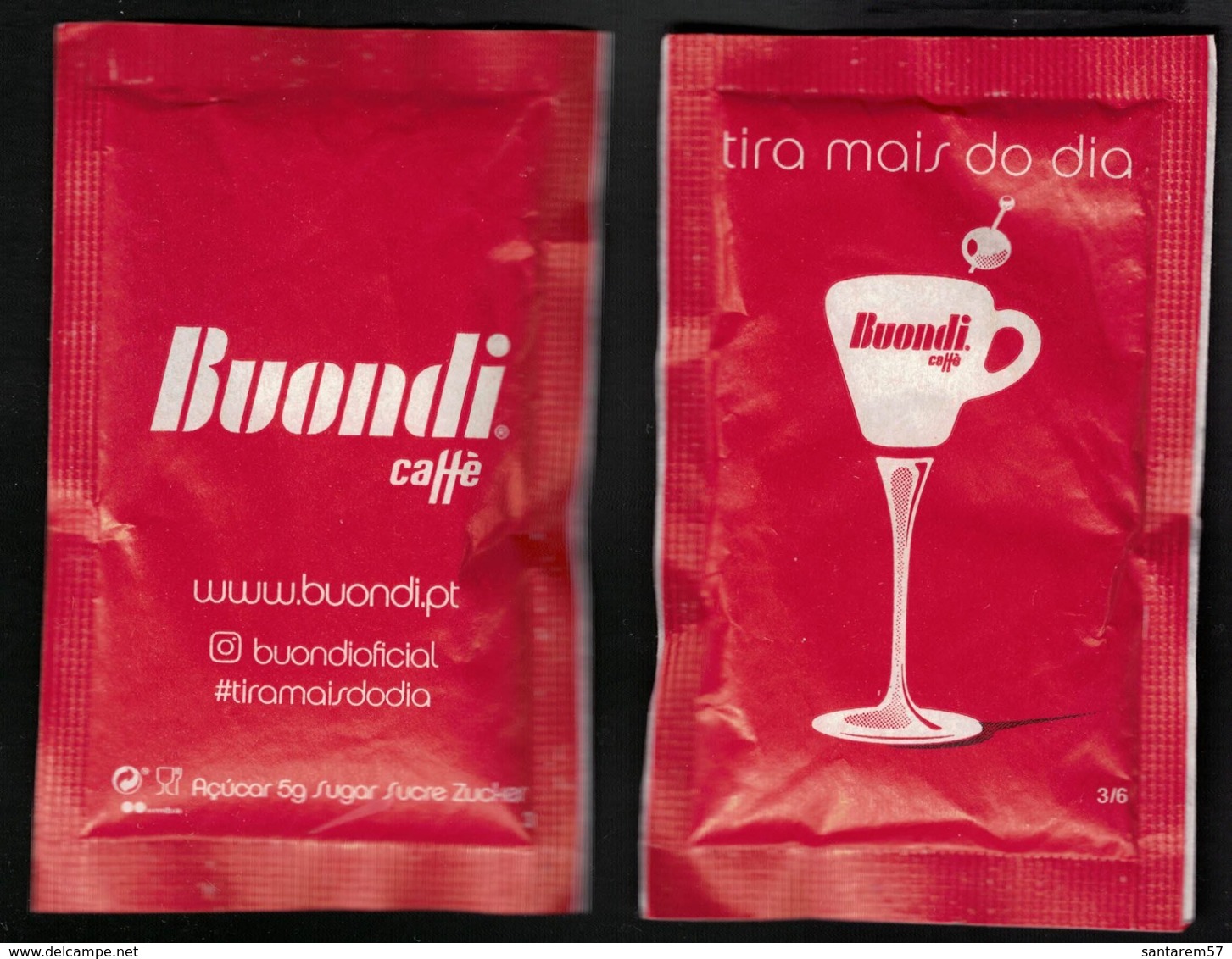 Portugal Sachet Sucre Sugar Buondi Tasse Coupe Cocktail Tira Mais Do Dia Profite Plus De Ta Journée - Sucres