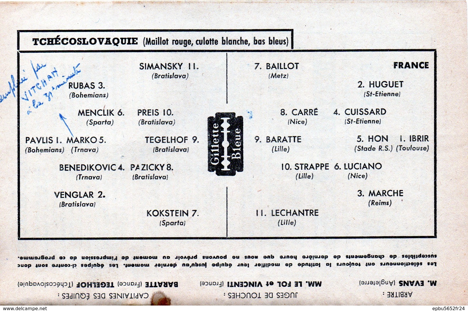 Programme Officiel De La FFF Du 13 Nov 1949 FRANCE- TCHECOSLOVAQUIE Au Stade De Colombes - Books