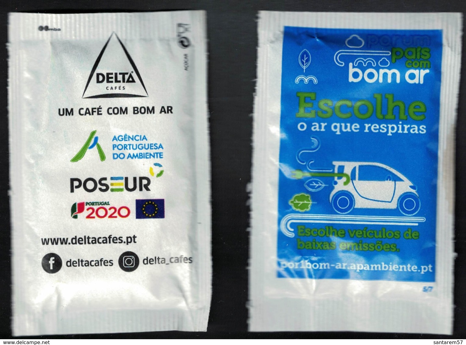 Portugal Sachet Sucre Sugar Delta Environnement Air Pur Voitures Faibles émissions - Sucres