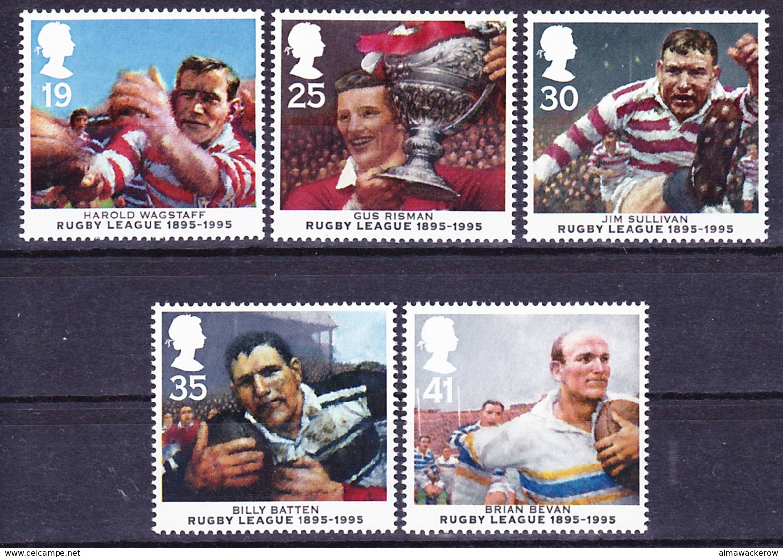 2019-0225 UK 1995 100 Years Of Rugby League Complete Set Mi 1591-1595 MNH ** - Rugby