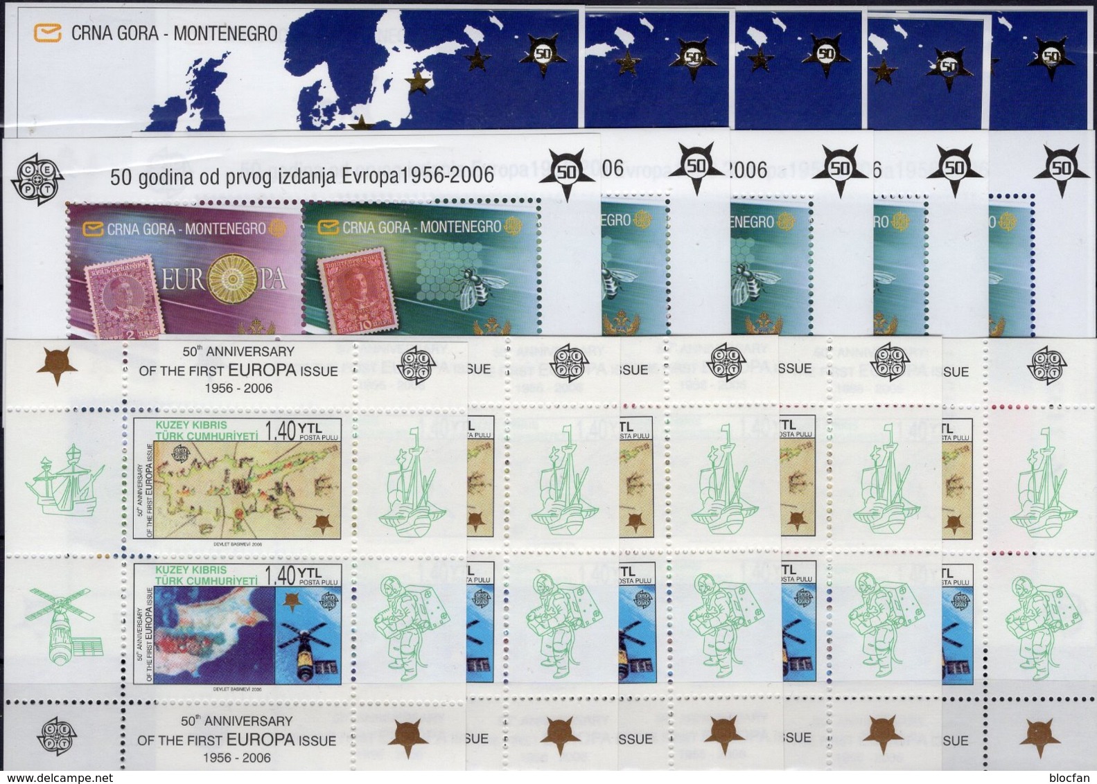 Perf.15 Blocks TK-Cyprus Bl.24A,Crna Gora Block 2A+3 ** 306€ Hb Blocs Stamp 50 Years CEPT 2005 S/s Sheets Bf EUROPA - Lots & Kiloware (mixtures) - Max. 999 Stamps