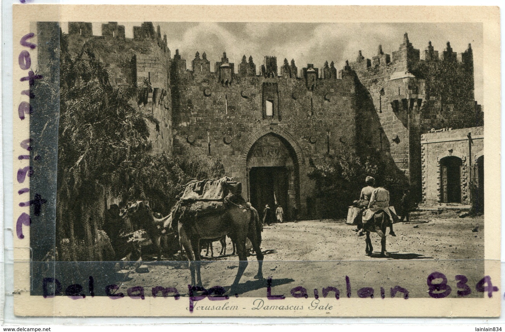 - Palestine - Belle Carte Ancienne Jérusalem, Damascus Gate, Dromadaire, Animation, Non écrite, TTBE, Scans.. - Palestine