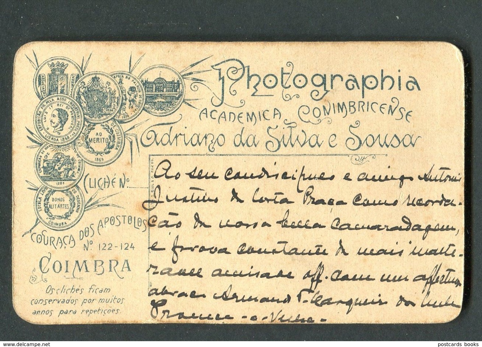 Fotografia ESTUDANTE De COIMBRA Armando Frederico Casqueiro Da Cunha, Natural FUNDÃO. Old CDV Photo 1890s PORTUGAL - Anciennes (Av. 1900)