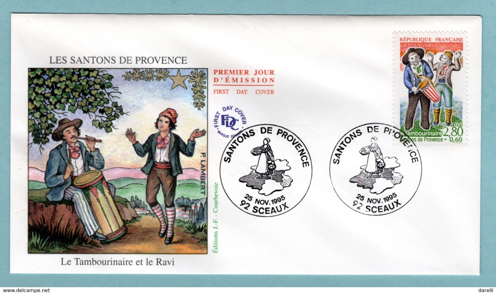 FDC France 1995 - Santons De Provence - Le Tambourinaire Et Le Ravi - YT 2978 - 92 Sceaux - 1990-1999