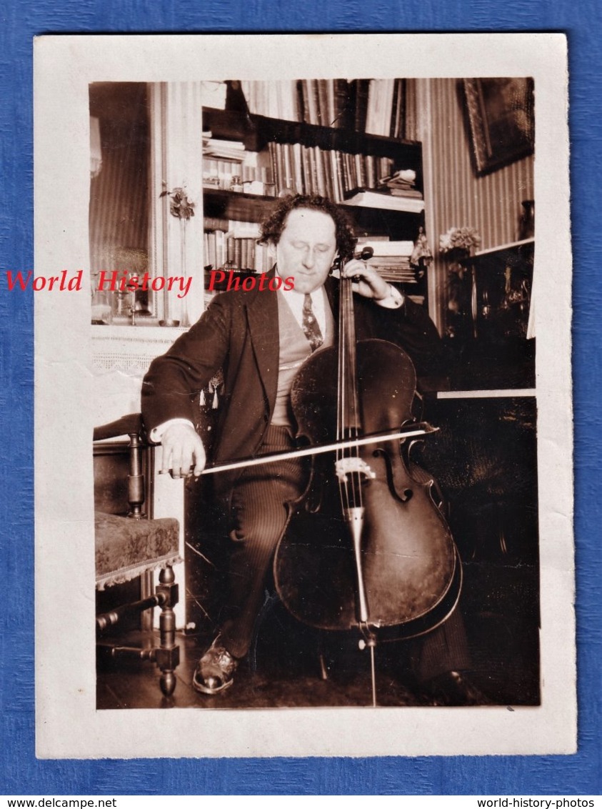 Photo Ancienne Snapshot - Portrait D'un Violoncelliste , André SABATIER ? - Violoncelle Intrument à Corde Musique Violon - Métiers