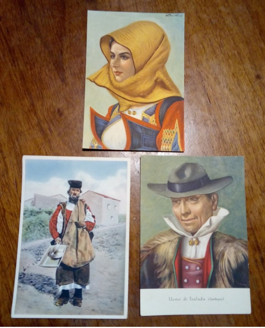 3 Cartoline Costumi Sardi NON VIAGGIATE - Costumi