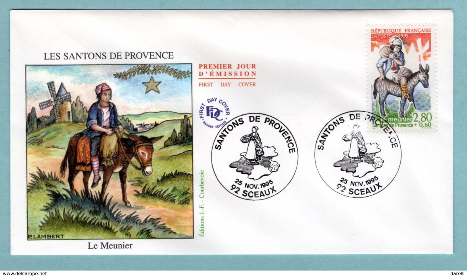 FDC France 1995 - Santons De Provence - Le Meunier - YT 2977 - 92 Sceaux - 1990-1999